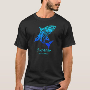 Curacao West Indies Vintag Retro Tribal Shark Vac T-Shirt