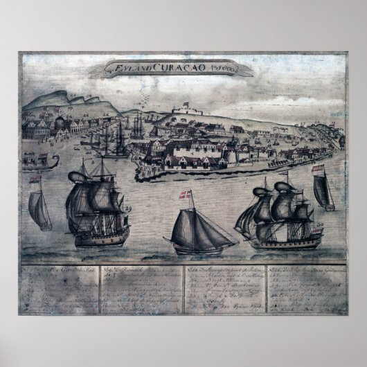 CuracaoPanoramakarte Curacao, Niederlande Poster (Vorne)