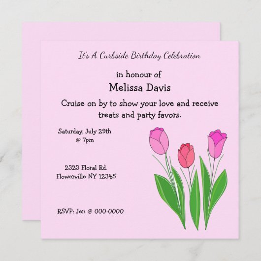 Curbside Birthday Celebration Einladung (Vorne/Hinten)