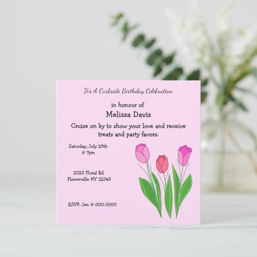 Curbside Birthday Celebration Einladung (Stehend Vorderseite)