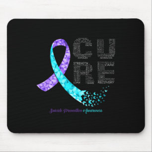 Cure Blue Lila Ribbon Suizidprävention Awarene Mousepad