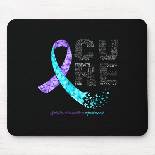 Cure Blue Lila Ribbon Suizidprävention Awarene Mousepad (Vorne)