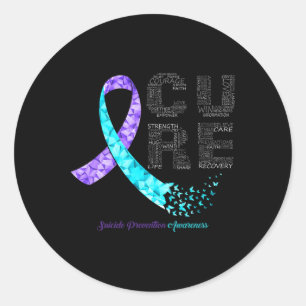 Cure Blue Lila Ribbon Suizidprävention Awarene Runder Aufkleber