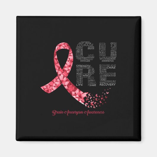 CURE Burgundy Ribbon Brain Aneurysm Bewusstsein Magnet (Vorne)