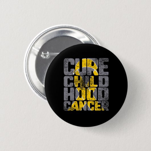 Cure Childhood Cancer Gold Ribbon Support Awarenes Button (Vorne & Hinten)
