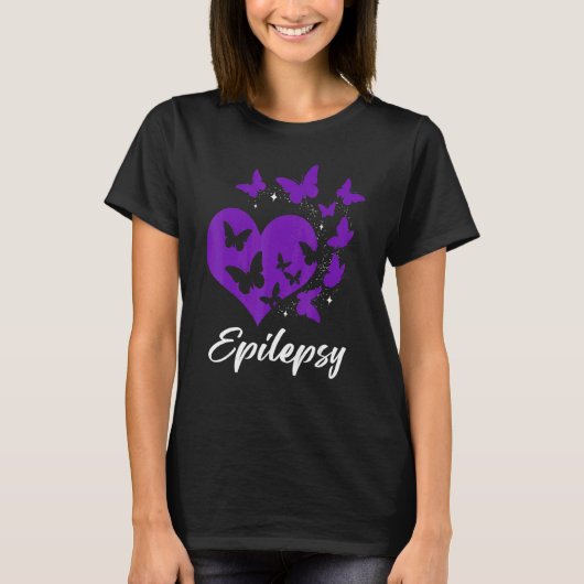 Cure Epilepsy Awareness Day Warrior Butterfly Purp T-Shirt (Vorderseite)