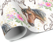 Cure Horse Elegante White Birthday Girl Cowgirl Geschenkpapier (Rolleneckpunkt)