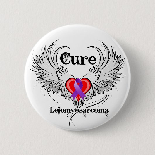 Cure Leiomyosarcoma Herz Tattoo Wings Button (Vorderseite)