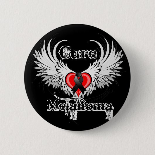 Cure Melanoma Herz Tattoo Wings Button (Vorderseite)