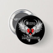 Cure Melanoma Herz Tattoo Wings Button (Vorne & Hinten)