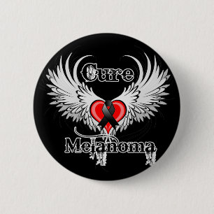 Cure Melanoma Herz Tattoo Wings Button