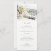 Curfu Greece Watercolor Landscape Wedding Menu Einladung (Vorderseite)