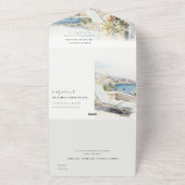 Curfu Griechenland Wasserfarbenlandschaft Hochzeit All In One Einladung (Außenbereich)