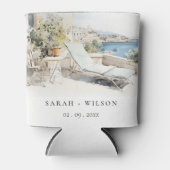 Curfu Griechenland Wasserfarbenlandschaft Hochzeit Dosenkühler (Vorderseite)