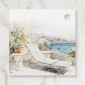 Curfu Griechenland Wasserfarbenlandschaft Hochzeit Geschenkanhänger (Rückseite)