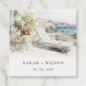 Curfu Griechenland Wasserfarbenlandschaft Hochzeit Geschenkanhänger (Vorderseite)