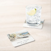 Curfu Griechenland Wasserfarbenlandschaft Hochzeit Rechteckiger Pappuntersetzer (Vor Ort)