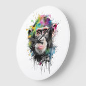 Curioso y colorido chimpancé Große Wanduhr (Winkel)