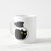 Curious Black Cat in Coffee Pot Mug Kaffeetasse (Vorderseite Links)