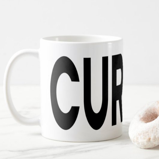 CURIOUS Black Typography Kaffeetasse