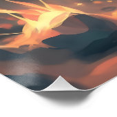 Curious Blue Chibi Dragon Poster (Ecke)