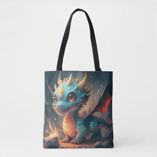 Curious Blue Chibi Dragon Tasche (Vorderseite)
