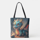 Curious Blue Chibi Dragon Tasche (Rückseite)