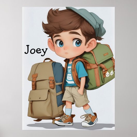 Curious Boy Learning Adventures Comic AI Art Poster (Vorne)