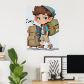 Curious Boy Learning Adventures Comic AI Art Poster (Heimbüro)