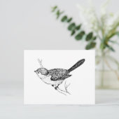 Curious Bushtit Bird Sketch Postkarte (Stehend Vorderseite)