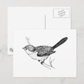 Curious Bushtit Bird Sketch Postkarte (Vorne/Hinten)