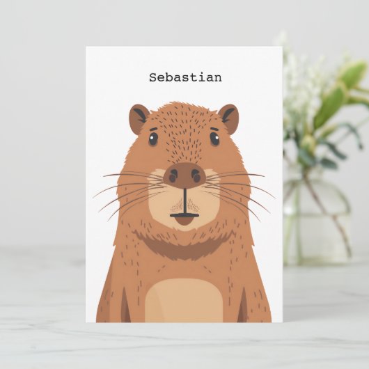 Curious Capybara Portrait Einladung (Stehend Vorderseite)
