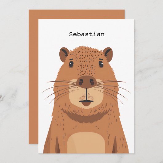 Curious Capybara Portrait Einladung (Vorne/Hinten)