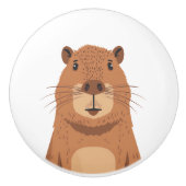 Curious Capybara Portrait Keramikknauf (Vorderseite)