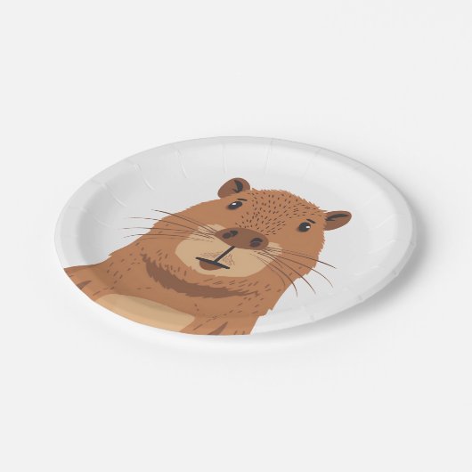 Curious Capybara Portrait Pappteller (Schrägansicht)