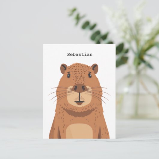 Curious Capybara Portrait Postkarte (Stehend Vorderseite)