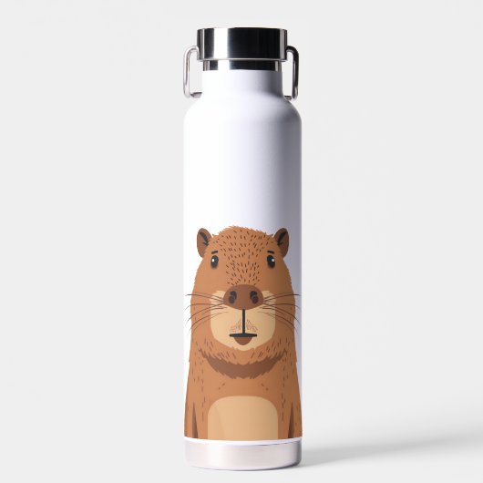 Curious Capybara Portrait Trinkflasche (Vorne)