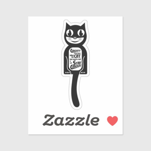 Curious Cat Black Aufkleber (Blatt)