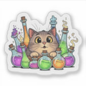 Curious Cat & Colorful Taschenflaschen - Halloween Aufkleber (Vorderseite)