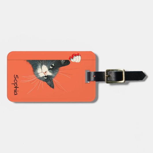 Curious Cat Peeking Gepäckanhänger (Vorderseite horizontal)