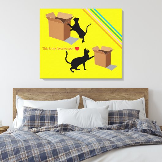 Curious Cats and Their Favorite Box Canvas Print Leinwanddruck (Insitu (Schlafzimmer))