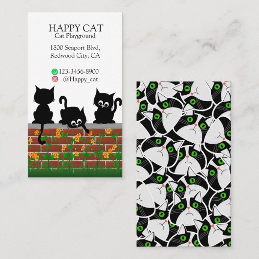Curious Cats on a Garden Wall Visitenkarte (Vorne/Hinten)