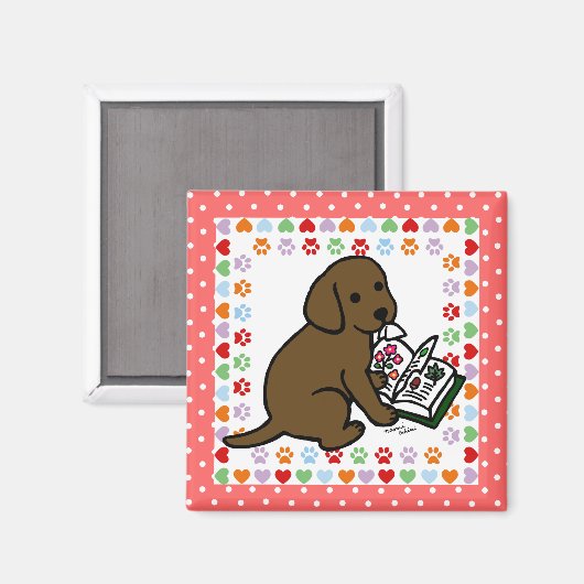 Curious Chocolate Labrador Puppy Magnet (Vorderseite/Rückseite)