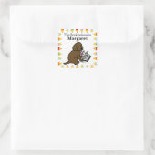 Curious Chocolate Labrador Puppy Quadratischer Aufkleber (Tasche)