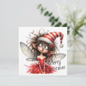 Curious Christmas Fairy – Holiday Card (Stehend Vorderseite)