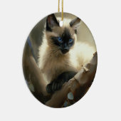 Curious Climber Siamese Kitten Keramik Ornament (Rechts)