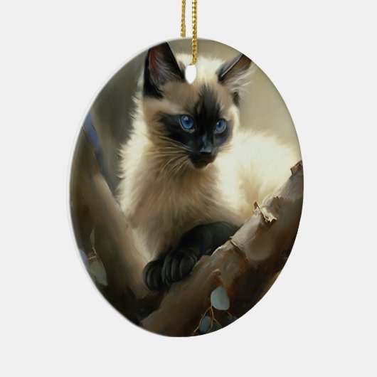 Curious Climber Siamese Kitten Keramik Ornament (Rechts)