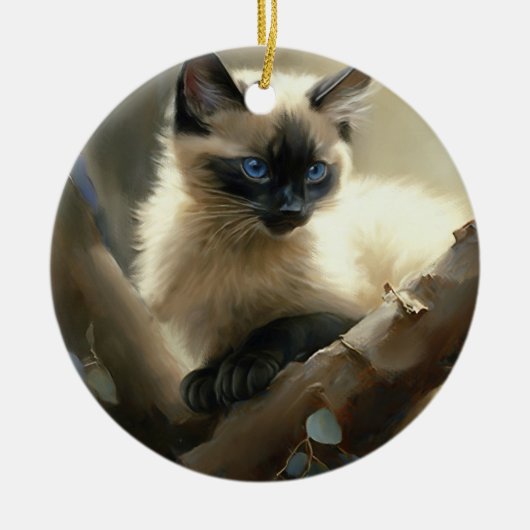 Curious Climber Siamese Kitten Keramik Ornament (Vorne)