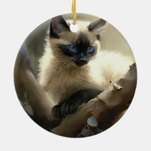 Curious Climber Siamese Kitten Keramik Ornament (Hinten)