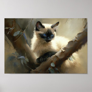 Curious Climber Siamese Kitten Poster